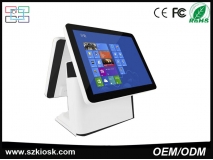 China China máquina barata 15 polegadas dois touch screen terminal para restaurante pos system fábrica